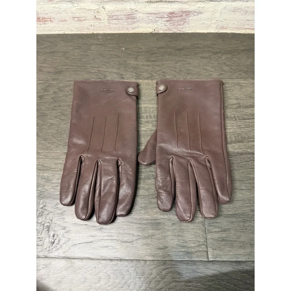 COACH Men's Brown Goat Leather Tech Gloves Size XL